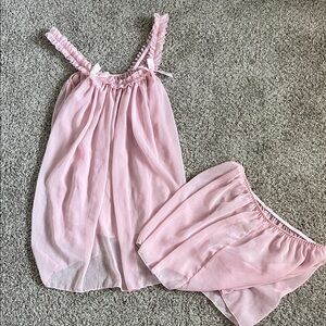 ROMWE Light Pink Sheer Babydoll Set